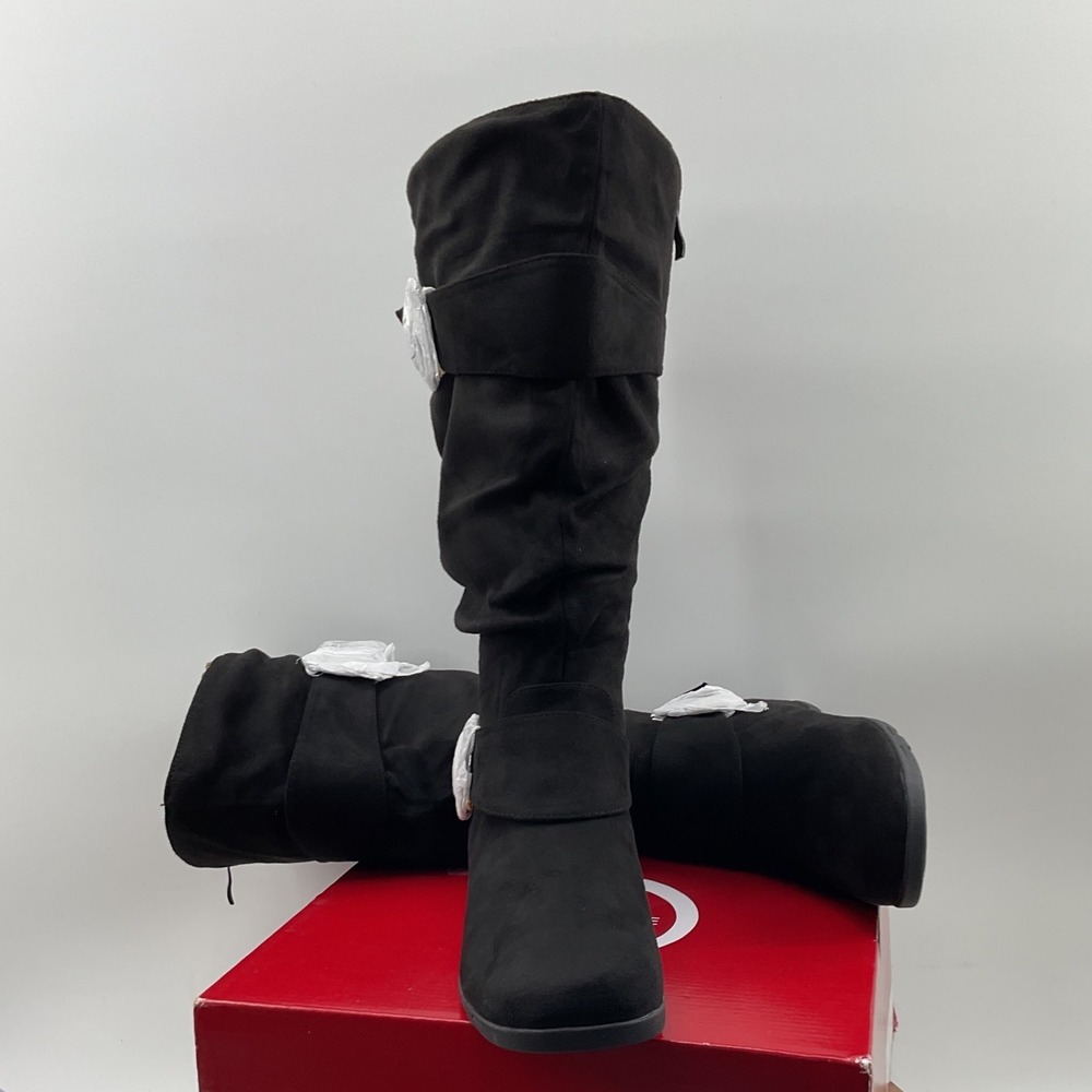 Journee Collection Jester-01WC Black Faux Suede Slouchy Wide Calf Boots Size 9M - Picture 3 of 12